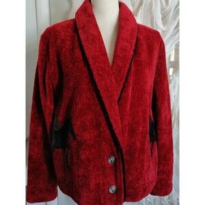 Vintage Women's Red Shawl Collar Jacket Sz L Equestrian Jacket Horse Jacket